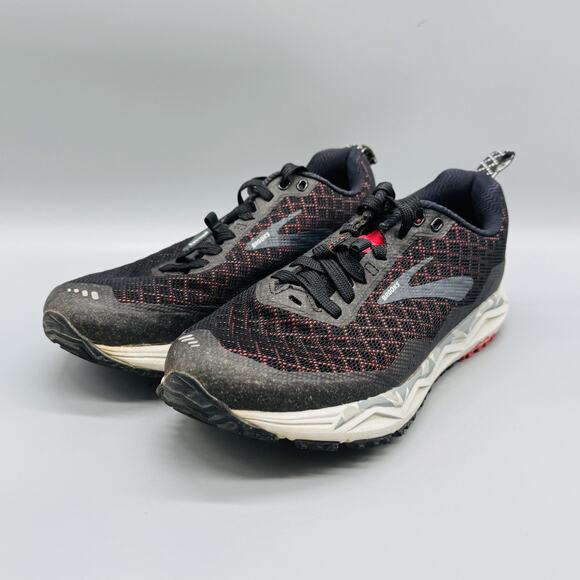 Brooks Shoes Women Black Red Caldera 3 TrailTack Trail Road Running Sneakers - Picture 4 of 11